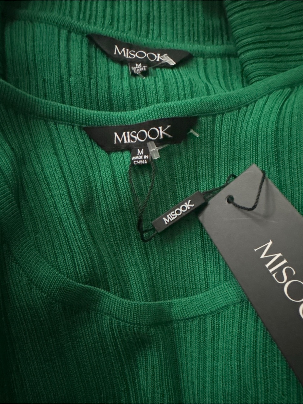 NWT Misook Green Ribbed Knit Shell & Cardigan Set Size Medium - Picture 4 of 10